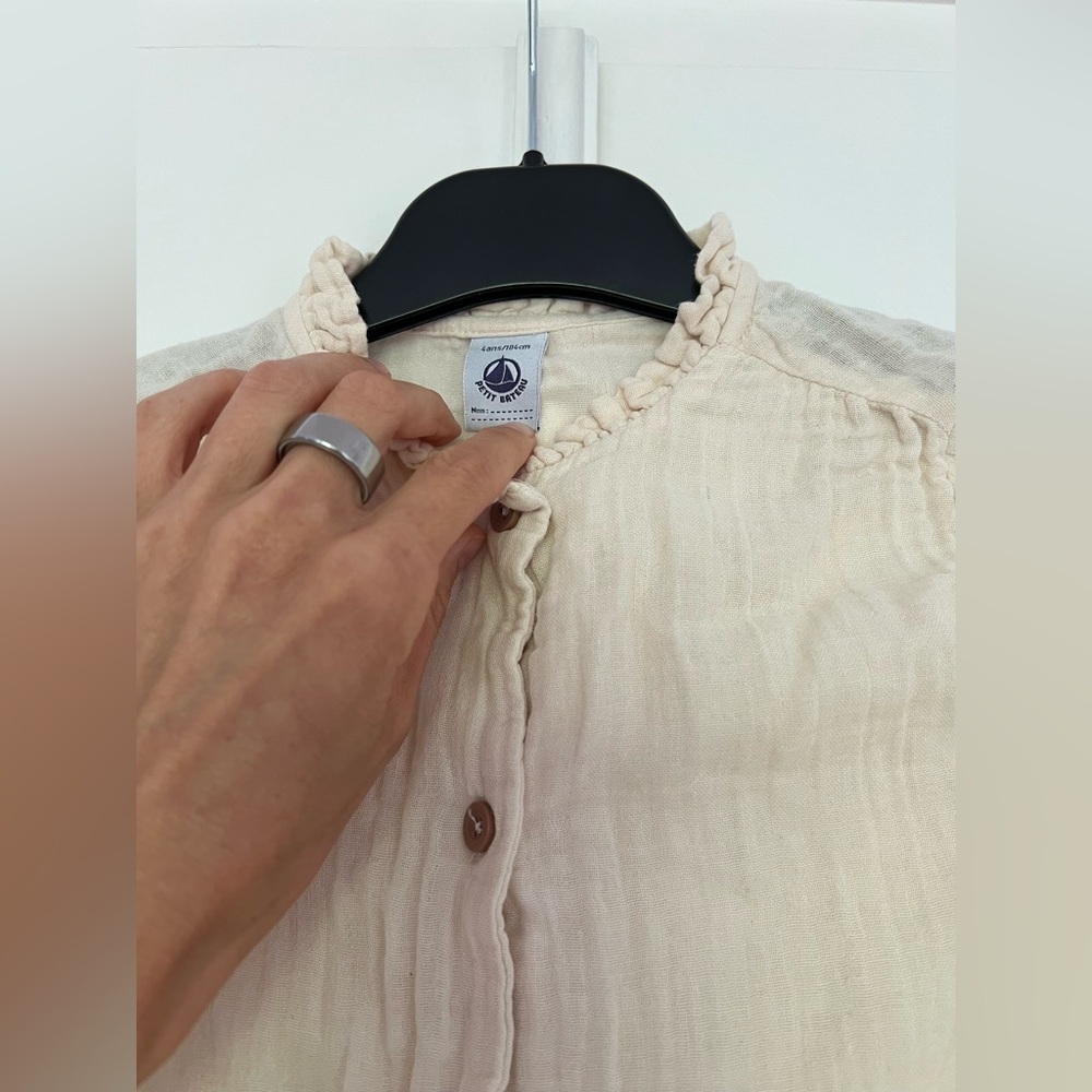 Petit Bateau Cream Button-Down Blouse - Picture 3 of 8